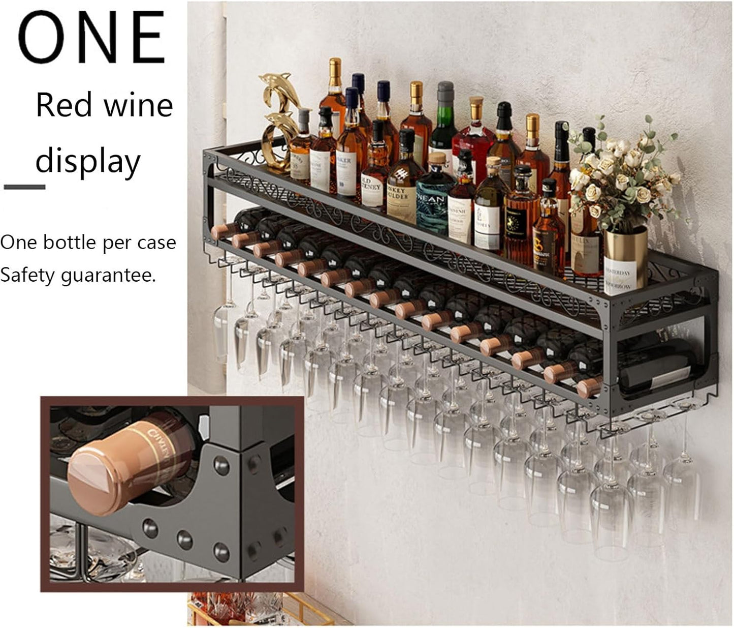 Sotto il contatore di vino rack di vino rack bar appeso a parete bicchiere di vino portabicchieri sottosopra casa ristorante Wine Cabinet scaffali