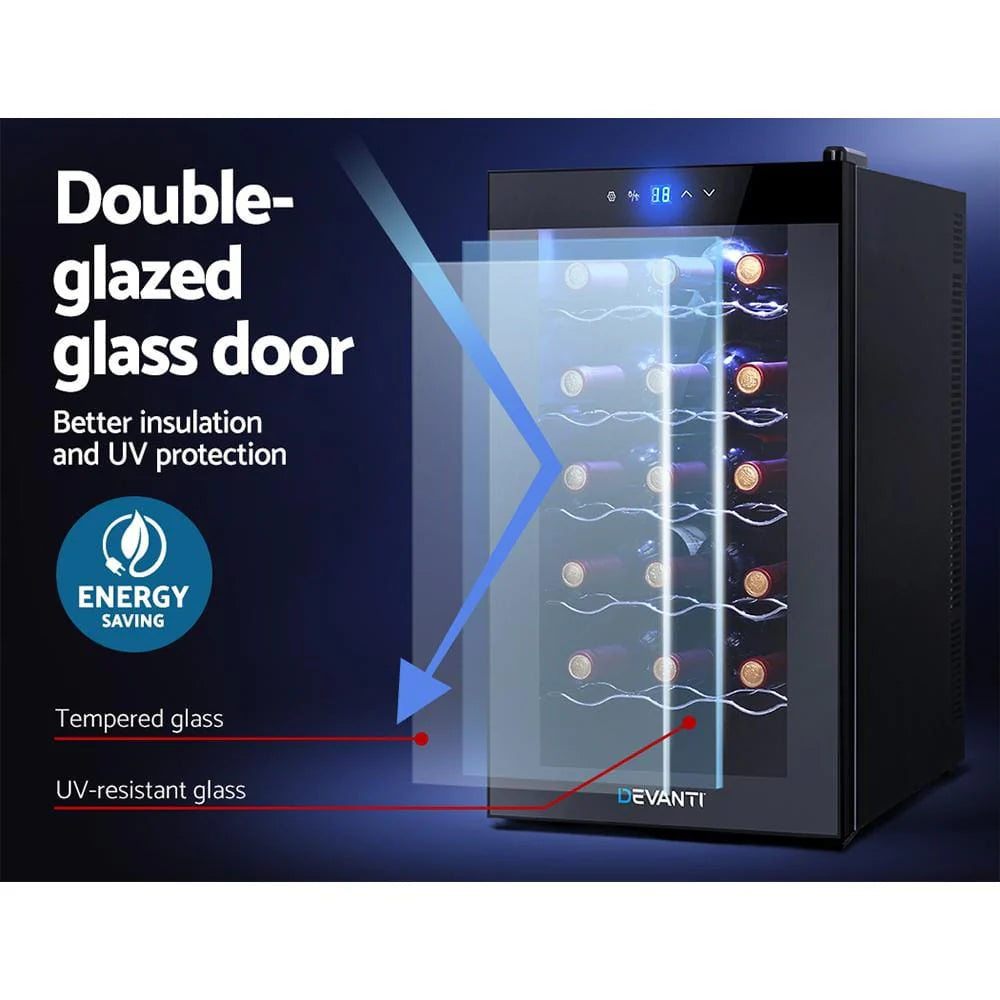 Devanti Wine Cooler 18 bottiglie Porta in vetro Refrigeratore per bevande